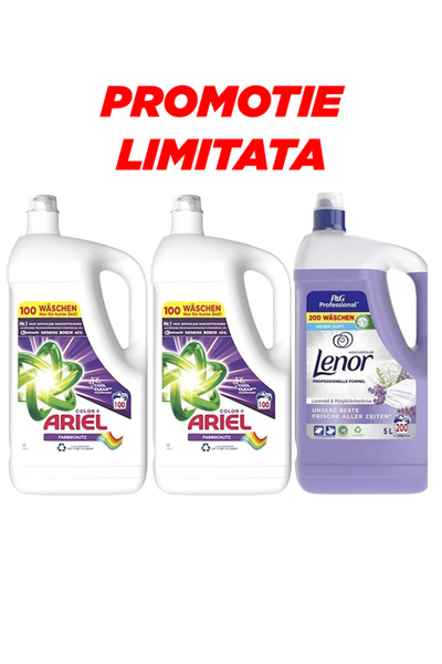 Ariel 2x Color+ Detergent 100 washes, 5L + Lenor Lavender Conditioner 200 was...