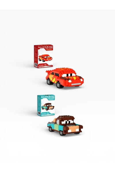GM Bricks cars filmi arabaları 3d puzzle şimşek mcqueen ve mater 2 adet