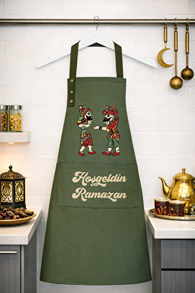 Hulganz Ramadan Themed Kitchen Apron Stain-Resistant Water-Repellent Fabric S...