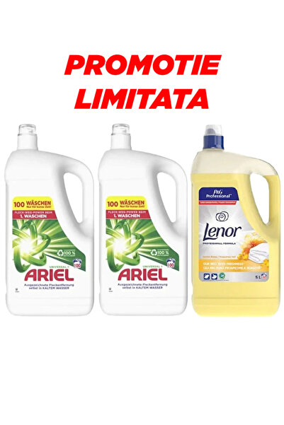Ariel 2x Universal Clean Detergent 100 washes, 5L + Lenor Summer Breeze Condi...
