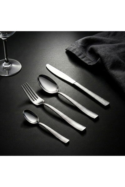 Malooki 24-Piece Cutlery Set for 6 People, Premium Stainless Steel – Textured...