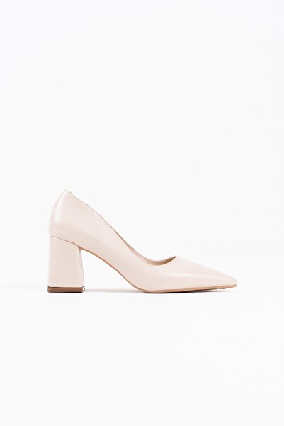 Leyan Butik Valeria Beige Color Skin Heeled Women's Shoes