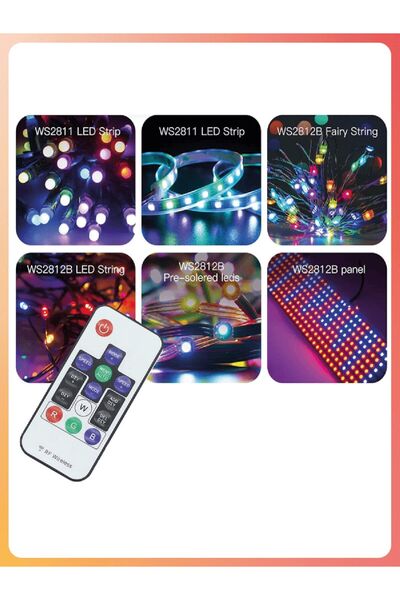 Miotek RGB Led Pixel Şerit Kontrol Modül ve 14 Tuş RF Kumanda WS2811 / WS2812B