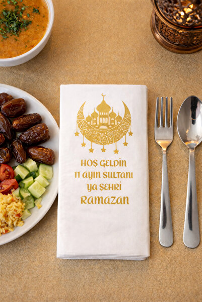 MGEStore Hoş Geldin 11 Ayın Sultanı Ya Şehri Ramazan Deseni Peçete 30’lu Pake...