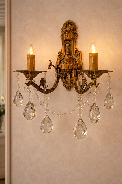 MİRLED AYDINLATMA Avangart Gold Renk Kristal Taşlı 2’li Duvar Apliği