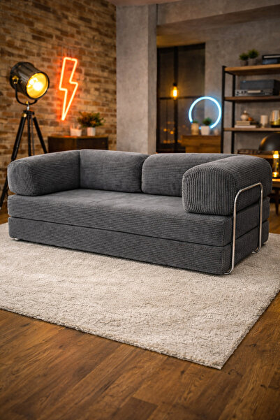 OVİSCO Kanepe Fitilli Kadife Yatak Olabilen Kanepe–Oyun, TV, Sinema Koltuğu |...