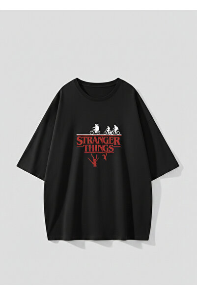 Mayer Butik Unisex Erkek/Kadın Stranger Things Özel Baskılı Oversize Pamuklu ...