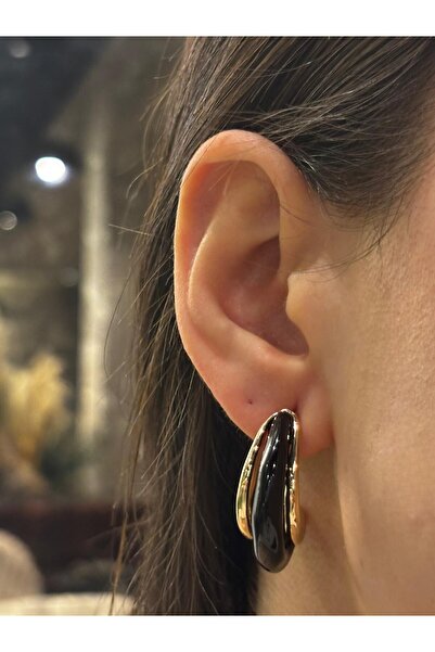 Veralys Atelier GOLD RENK KEMİK MODEL ASİMETRİK VİNTAGE ÇELİK KÜPE