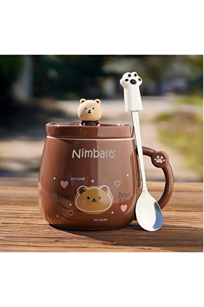 Mihristore كوب تيدي بير براون هدية كوب سيراميك