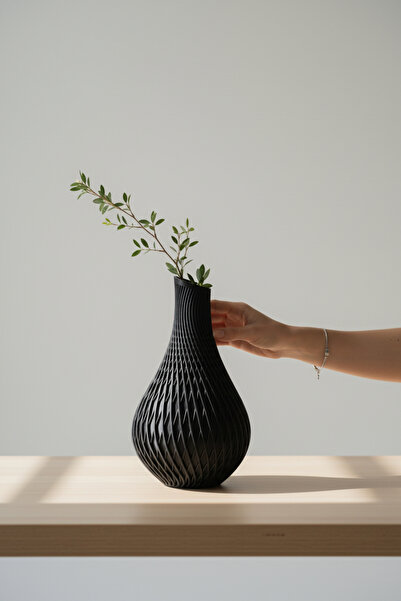 Pazarois Patterned Design Vase Black