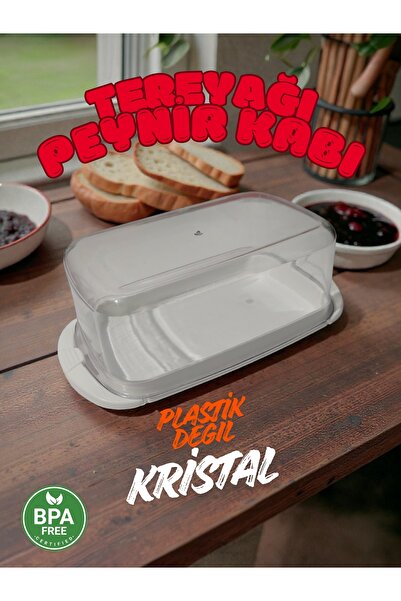 Alaca Crystal Lockable Lid Butter and Cheese Container Multi-Purpose Storage ...