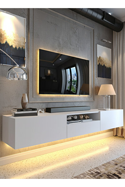 online fırsat mutlu ol mutlu kal HARMONY LEDLİ DUVARA MONTE TV SEHPASI - BEYA...