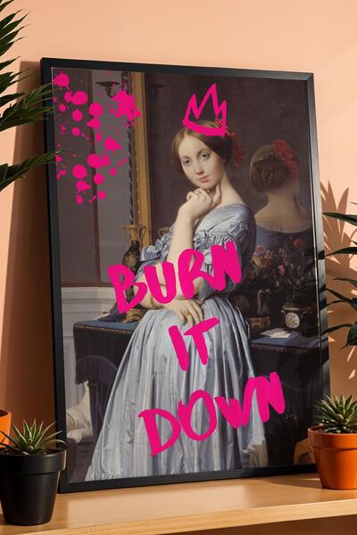 Saturn Πίνακας με κορνίζα του Louis de Broglie "Burn It Down " Παρακινητικό δ...