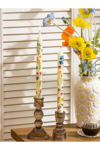 LC Waikiki Karışık Çiçek Baskılı Dekoratif Mum 2 li (S6)