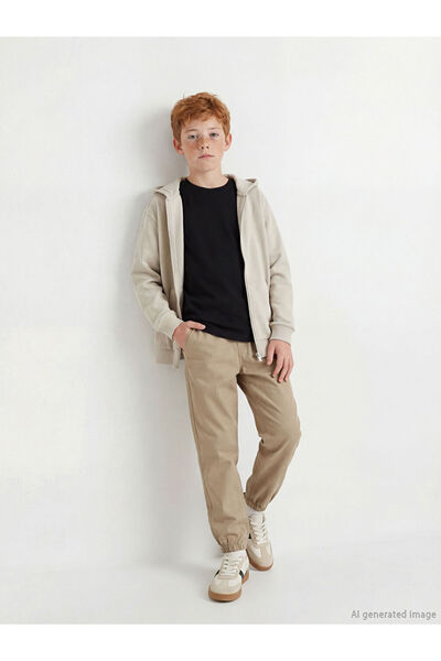 LC Waikiki LCW Παιδικό μπεζ αγορίστικο παντελόνι Jogger με ελαστική μέση