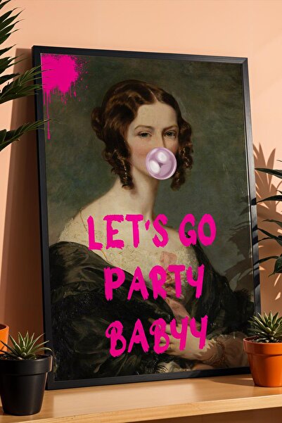 Saturn Lets Go Party Baby Tablou înrămat Bubble Gum Balloon Decor pentru came...