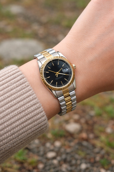 NOVA SALES Spolo kadın Çelik Gümüş Gri-Gold Kol Saati