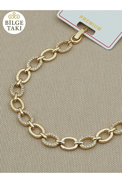 Bilge Takı سوار فولاذي فاخر بسلسلة دائرية مرصعة بحجر الزركون، سوار فولاذي لا ...