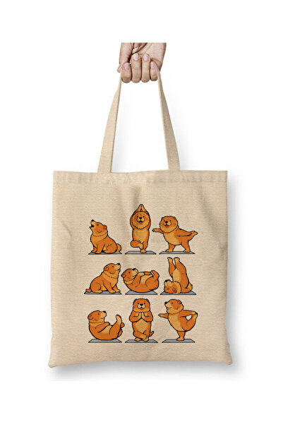 Toyaso Chinese Lion Dog Chow Chow Dogs Yoga Pilates Tote Bag Long Handle Shop...