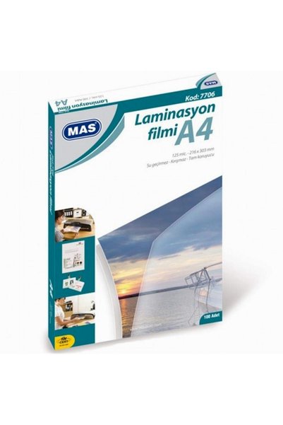 Mas Laminasyon Filmi- 125 Mikron A4 100'lü Paket