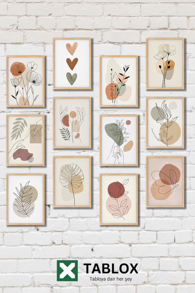 TABLOX 12 Piece Minimal Bohemian Flower Illustration Positive Motivation Abst...