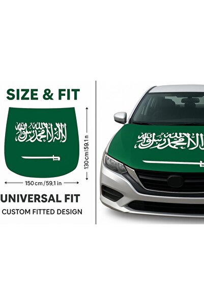 Generic Saudi National Day 95 Car Bonnet Cover – Premium Green Vinyl Wrap wit...