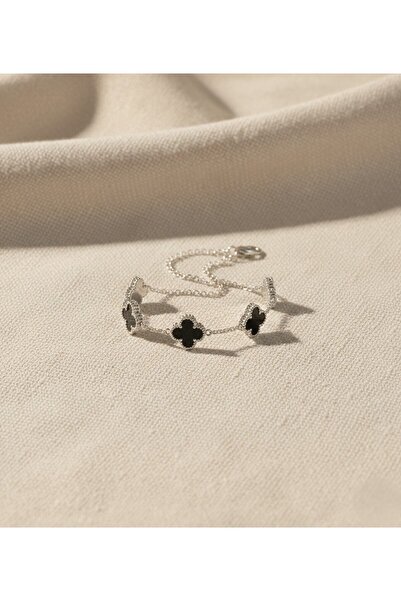 ArsEm Design Siyah Yonca Detaylı Van Cleef Şans Bilekliği