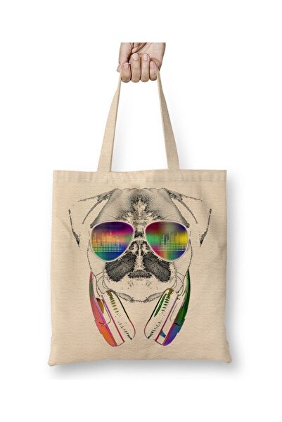 Toyaso حقيبة تسوق من القماش الأبيض من ميوزيك باغ ميوزيكال باغ دوج ذات مقبض طو...