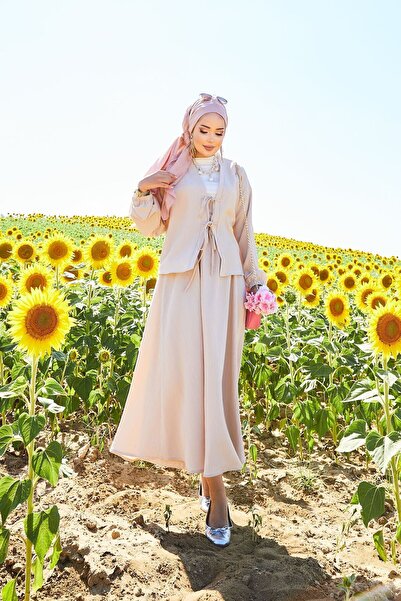 EBRUTESETTÜR Sports Kimono Skirt Set Beige