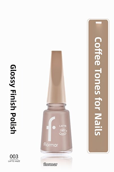 Flormar طلاء أظافر بلون القهوة عالي التصبغ ولامع من لاتيه