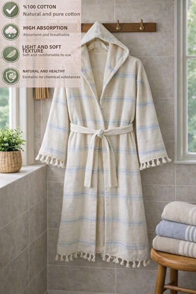 CESSTORE Ces Store 100% Cotton Towel Peshtemal Bathrobe, Soft and Lightweight...