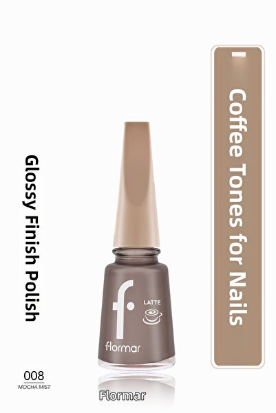 Flormar طلاء أظافر بلون القهوة عالي التصبغ ولامع من لاتيه