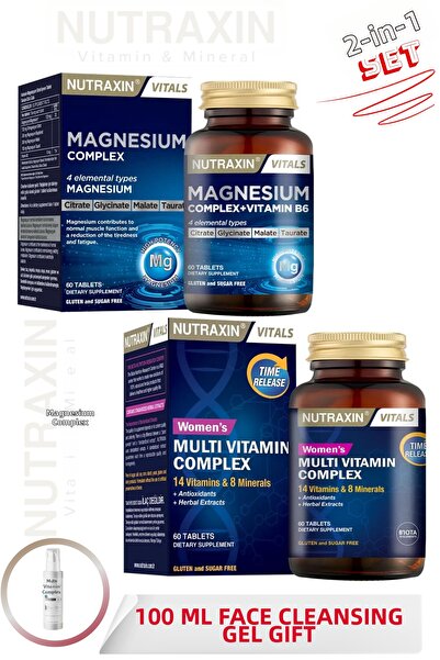 Nutraxin Magnesium Complex+Vitamin B6 60 Tablets & Women's Multivitamin Compl...