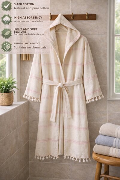 CESSTORE Ces Store 100% Cotton Towel Peshtemal Bathrobe, Soft and Lightweight...
