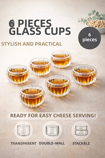 Berdina Home Set of 6 Double-Walled Striped Mini Bowls, Turkish Delight Bowl,...