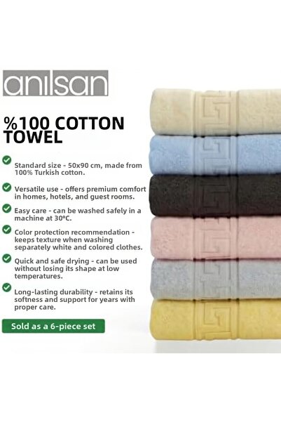 Nacario Nrcrioshop 6-Piece Hand and Face Towel Set (50X90 cm) -100% Cotton , ...