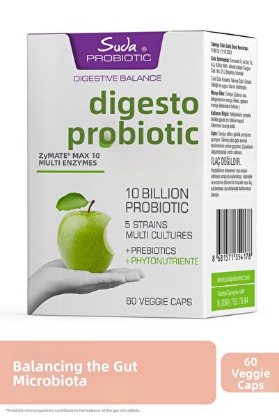 Suda Vitamin بروبيوتيك + بريبيوتيك DRcaps يحتوي على إنزيمات الهضم الدايستيبيو...