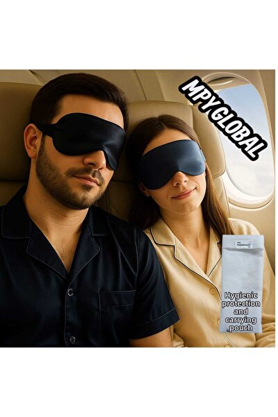 MPY GLOBAL Mască de dormit din satin de mătase 100%, bandă pentru ochi, set d...