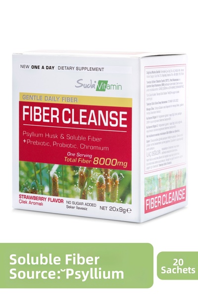 Suda Vitamin Fiber Cleanse Psyllium Lif، إنولين (بريبيوتيك)، كروم + 1 جيجا بر...