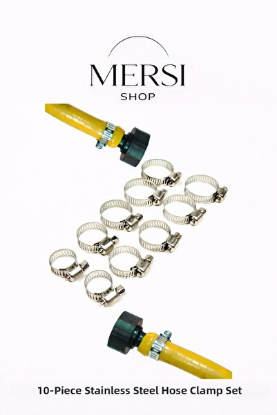 Mersi SHOP Set de cleme pentru furtun din oțel inoxidabil, 10 bucăți, dimensi...