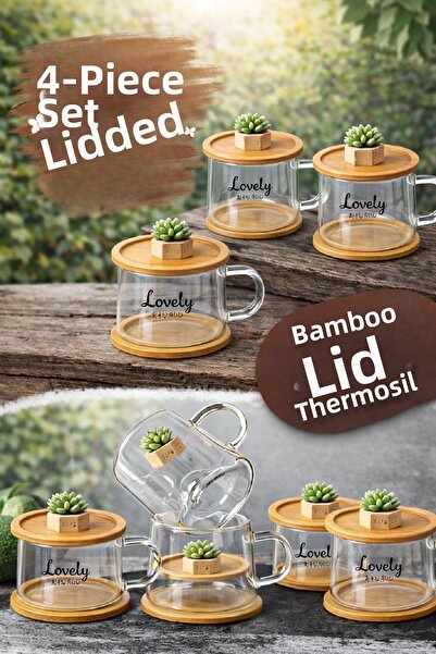 Berdina Home 4-Piece Set of Succulent Figured Printed Hot and Cold Borosilica...