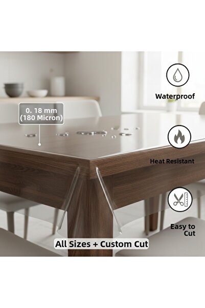 TECHTACT مفرش طاولة سميك شفاف من البولي فينيل كلوريد، قاعدة غير قابلة للانزلا...