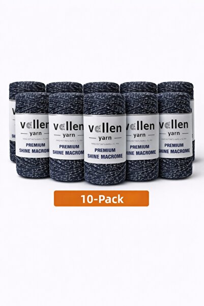 vollen yarn Premium Shine Glitter Macrame Cord 100Gr 150m 10 Pack Bag Supla B...