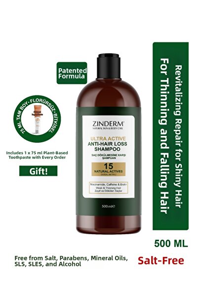 zinderm شامبو مضاد لتساقط الشعر، معزز لنمو سريع، مقوي للشعر بالكيراتين والبيو...