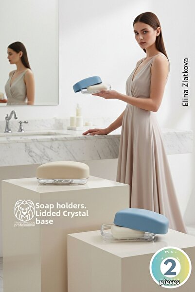 Transformacion تصميم حمام عصري: مجموعة من 2 حامل صابون فاخر مع أغطية مانعة لل...