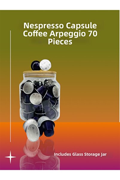Nespresso Arpeggio Capsule Coffee 70 Pieces + Glass Storage Jar Gift