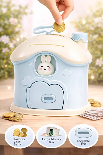 Berdina Home Mega Boy لطيف Kawai نمط اللون الأزرق المنزل مدخنة البنك الخنزير ...