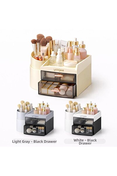 Hayveys منظم للمكياج ومستحضرات التجميل متعدد الأقسام مع 2 درج