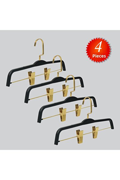 NYN خشب 8178 (GOLD KANCALI LAMA) شماعة خشبية للتنورة والسراويل مع مشبك 4 قطع