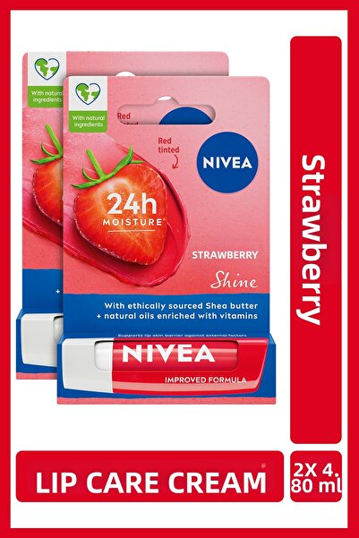 NIVEA كريم العناية بالشفاه بلون الكرز 4.8 جرام، مرطب، لون أحمر فاتح، ملمع شفا...